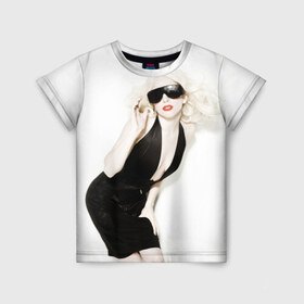 Детская футболка 3D с принтом Lady Gaga в Новосибирске, 100% гипоаллергенный полиэфир | прямой крой, круглый вырез горловины, длина до линии бедер, чуть спущенное плечо, ткань немного тянется | lady gaga | блондинка | звезда | знаменитость | леди гаага | певица | поп | эпатаж | эпатажная