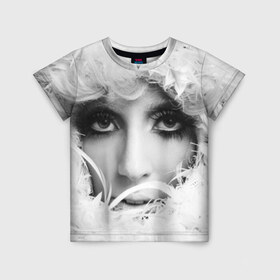 Детская футболка 3D с принтом Lady Gaga в Новосибирске, 100% гипоаллергенный полиэфир | прямой крой, круглый вырез горловины, длина до линии бедер, чуть спущенное плечо, ткань немного тянется | lady gaga | белые | блондинка | звезда | знаменитость | леди гаага | певица | перья | поп | эпатаж | эпатажная