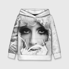 Детская толстовка 3D с принтом Lady Gaga в Новосибирске, 100% полиэстер | двухслойный капюшон со шнурком для регулировки, мягкие манжеты на рукавах и по низу толстовки, спереди карман-кенгуру с мягким внутренним слоем | lady gaga | белые | блондинка | звезда | знаменитость | леди гаага | певица | перья | поп | эпатаж | эпатажная