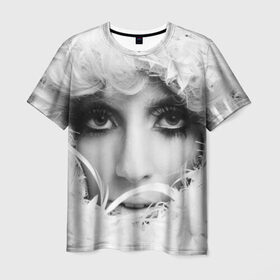 Мужская футболка 3D с принтом Lady Gaga в Новосибирске, 100% полиэфир | прямой крой, круглый вырез горловины, длина до линии бедер | Тематика изображения на принте: lady gaga | белые | блондинка | звезда | знаменитость | леди гаага | певица | перья | поп | эпатаж | эпатажная