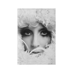 Обложка для паспорта матовая кожа с принтом Lady Gaga в Новосибирске, натуральная матовая кожа | размер 19,3 х 13,7 см; прозрачные пластиковые крепления | lady gaga | белые | блондинка | звезда | знаменитость | леди гаага | певица | перья | поп | эпатаж | эпатажная