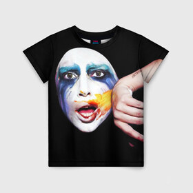 Детская футболка 3D с принтом Lady Gaga в Новосибирске, 100% гипоаллергенный полиэфир | прямой крой, круглый вырез горловины, длина до линии бедер, чуть спущенное плечо, ткань немного тянется | lady gaga | взгляд | звезда | знаменитость | леди гаага | певица | поп | портрет | эпатаж | эпатажная