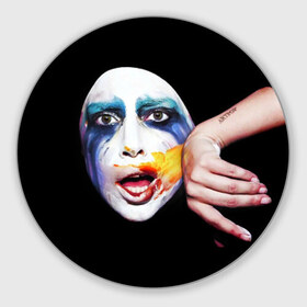 Коврик круглый с принтом Lady Gaga в Новосибирске, резина и полиэстер | круглая форма, изображение наносится на всю лицевую часть | lady gaga | взгляд | звезда | знаменитость | леди гаага | певица | поп | портрет | эпатаж | эпатажная