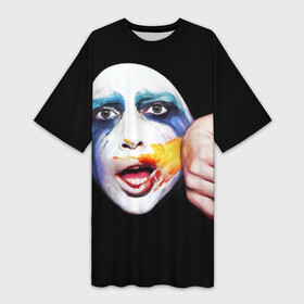 Платье-футболка 3D с принтом Lady Gaga в Новосибирске,  |  | lady gaga | взгляд | звезда | знаменитость | леди гаага | певица | поп | портрет | эпатаж | эпатажная