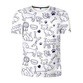 Мужская футболка 3D спортивная с принтом Я люблю своих питомцев в Новосибирске, 100% полиэстер с улучшенными характеристиками | приталенный силуэт, круглая горловина, широкие плечи, сужается к линии бедра | Тематика изображения на принте: животные | коты | любовь | собаки