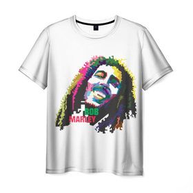 Мужская футболка 3D с принтом Bob Marley в Новосибирске, 100% полиэфир | прямой крой, круглый вырез горловины, длина до линии бедер | 2016 | арт | дизайн | зд | объем | поп | портреты