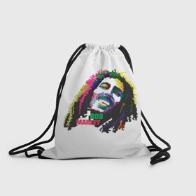 Рюкзак-мешок 3D с принтом Bob Marley в Новосибирске, 100% полиэстер | плотность ткани — 200 г/м2, размер — 35 х 45 см; лямки — толстые шнурки, застежка на шнуровке, без карманов и подкладки | 2016 | арт | дизайн | зд | объем | поп | портреты
