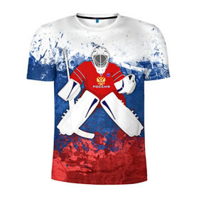 Мужская футболка 3D спортивная с принтом Хоккей 1 в Новосибирске, 100% полиэстер с улучшенными характеристиками | приталенный силуэт, круглая горловина, широкие плечи, сужается к линии бедра | nhl | нхл | хоккеист | хоккей