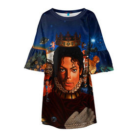 Детское платье 3D с принтом Michael Jackson в Новосибирске, 100% полиэстер | прямой силуэт, чуть расширенный к низу. Круглая горловина, на рукавах — воланы | майкл джексон