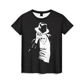 Женская футболка 3D с принтом Michael Jackson в Новосибирске, 100% полиэфир ( синтетическое хлопкоподобное полотно) | прямой крой, круглый вырез горловины, длина до линии бедер | майкл джексон