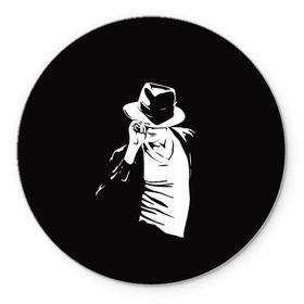 Коврик круглый с принтом Michael Jackson в Новосибирске, резина и полиэстер | круглая форма, изображение наносится на всю лицевую часть | Тематика изображения на принте: майкл джексон