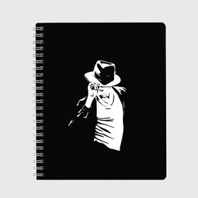 Тетрадь с принтом Michael Jackson в Новосибирске, 100% бумага | 48 листов, плотность листов — 60 г/м2, плотность картонной обложки — 250 г/м2. Листы скреплены сбоку удобной пружинной спиралью. Уголки страниц и обложки скругленные. Цвет линий — светло-серый
 | Тематика изображения на принте: майкл джексон