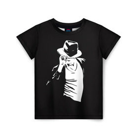 Детская футболка 3D с принтом Michael Jackson в Новосибирске, 100% гипоаллергенный полиэфир | прямой крой, круглый вырез горловины, длина до линии бедер, чуть спущенное плечо, ткань немного тянется | Тематика изображения на принте: майкл джексон