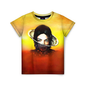 Детская футболка 3D с принтом Michael Jackson в Новосибирске, 100% гипоаллергенный полиэфир | прямой крой, круглый вырез горловины, длина до линии бедер, чуть спущенное плечо, ткань немного тянется | майкл джексон