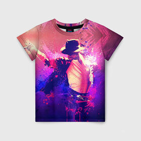Детская футболка 3D с принтом Michael Jackson в Новосибирске, 100% гипоаллергенный полиэфир | прямой крой, круглый вырез горловины, длина до линии бедер, чуть спущенное плечо, ткань немного тянется | джексон | майкл
