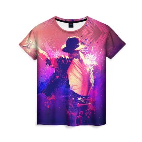 Женская футболка 3D с принтом Michael Jackson в Новосибирске, 100% полиэфир ( синтетическое хлопкоподобное полотно) | прямой крой, круглый вырез горловины, длина до линии бедер | джексон | майкл