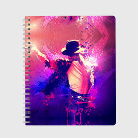 Тетрадь с принтом Michael Jackson в Новосибирске, 100% бумага | 48 листов, плотность листов — 60 г/м2, плотность картонной обложки — 250 г/м2. Листы скреплены сбоку удобной пружинной спиралью. Уголки страниц и обложки скругленные. Цвет линий — светло-серый
 | Тематика изображения на принте: джексон | майкл