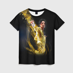 Женская футболка 3D с принтом Michael Jackson в Новосибирске, 100% полиэфир ( синтетическое хлопкоподобное полотно) | прямой крой, круглый вырез горловины, длина до линии бедер | майкл джексон