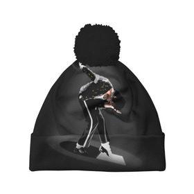 Шапка 3D c помпоном с принтом Michael Jackson в Новосибирске, 100% полиэстер | универсальный размер, печать по всей поверхности изделия | майкл джексон
