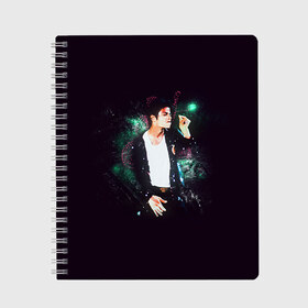 Тетрадь с принтом Michael Jackson в Новосибирске, 100% бумага | 48 листов, плотность листов — 60 г/м2, плотность картонной обложки — 250 г/м2. Листы скреплены сбоку удобной пружинной спиралью. Уголки страниц и обложки скругленные. Цвет линий — светло-серый
 | майкл джексон