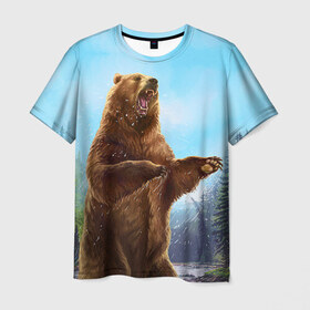 Мужская футболка 3D с принтом Русский медведь в Новосибирске, 100% полиэфир | прямой крой, круглый вырез горловины, длина до линии бедер | гитара