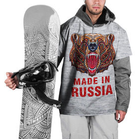 Накидка на куртку 3D с принтом made in Russia в Новосибирске, 100% полиэстер |  | Тематика изображения на принте: bear | made | made in russia | russia | злой | медведь | пасть | русский | я | я русский