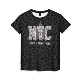 Женская футболка 3D с принтом NYC в Новосибирске, 100% полиэфир ( синтетическое хлопкоподобное полотно) | прямой крой, круглый вырез горловины, длина до линии бедер | chick | meow | nice | nyc | swag | young | девушке | киса | киска | львица | мода | мяу | свэг | тигрица