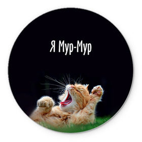 Коврик для мышки круглый с принтом Мур мур в Новосибирске, резина и полиэстер | круглая форма, изображение наносится на всю лицевую часть | киса | кот | котики | кошка | мур | мурмур | прикольные | смешной котик | ямурмур