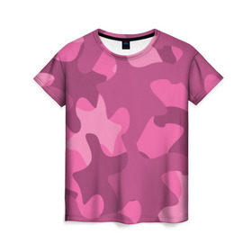 Женская футболка 3D с принтом Розовый камуфляж в Новосибирске, 100% полиэфир ( синтетическое хлопкоподобное полотно) | прямой крой, круглый вырез горловины, длина до линии бедер | army | military | армия