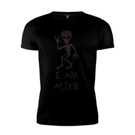 Мужская футболка премиум с принтом Alien в Новосибирске, 92% хлопок, 8% лайкра | приталенный силуэт, круглый вырез ворота, длина до линии бедра, короткий рукав | инопланетянин | нло | прикол | пришелец | юмор