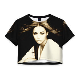 Женская футболка 3D укороченная с принтом Beyonce в Новосибирске, 100% полиэстер | круглая горловина, длина футболки до линии талии, рукава с отворотами | beyonce | бейонсе | музыка