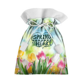 Подарочный 3D мешок с принтом Весна в моем сердце в Новосибирске, 100% полиэстер | Размер: 29*39 см | heart | весенний макет с тюльпанами поднимет настроение вам и окружающимspring | весна | сердце | тюльпан | цветы