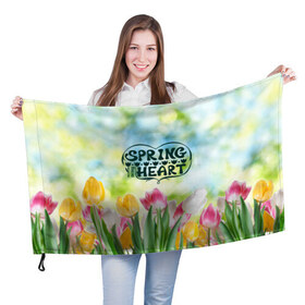 Флаг 3D с принтом Весна в моем сердце в Новосибирске, 100% полиэстер | плотность ткани — 95 г/м2, размер — 67 х 109 см. Принт наносится с одной стороны | heart | весенний макет с тюльпанами поднимет настроение вам и окружающимspring | весна | сердце | тюльпан | цветы