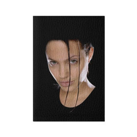 Обложка для паспорта матовая кожа с принтом Анжелина Джоли в Новосибирске, натуральная матовая кожа | размер 19,3 х 13,7 см; прозрачные пластиковые крепления | angelina jolie | американская актриса | анжелина джоли | режиссёр | фотомодель | ценарист