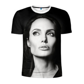 Мужская футболка 3D спортивная с принтом Анжелина Джоли в Новосибирске, 100% полиэстер с улучшенными характеристиками | приталенный силуэт, круглая горловина, широкие плечи, сужается к линии бедра | angelina jolie | американская актриса | анжелина джоли | режиссёр | фотомодель | ценарист