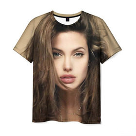 Мужская футболка 3D с принтом Анжелина Джоли в Новосибирске, 100% полиэфир | прямой крой, круглый вырез горловины, длина до линии бедер | angelina jolie | американская актриса | анжелина джоли | режиссёр | фотомодель | ценарист