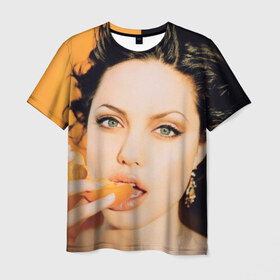 Мужская футболка 3D с принтом Анжелина Джоли в Новосибирске, 100% полиэфир | прямой крой, круглый вырез горловины, длина до линии бедер | Тематика изображения на принте: angelina jolie | американская актриса | анжелина джоли | режиссёр | фотомодель | ценарист