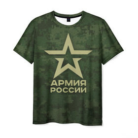 Мужская футболка 3D с принтом Армия России в Новосибирске, 100% полиэфир | прямой крой, круглый вырез горловины, длина до линии бедер | армия россии