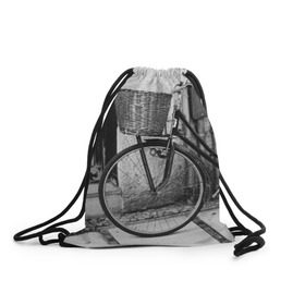 Рюкзак-мешок 3D с принтом Велосипед в Новосибирске, 100% полиэстер | плотность ткани — 200 г/м2, размер — 35 х 45 см; лямки — толстые шнурки, застежка на шнуровке, без карманов и подкладки | bike | байк | велосипед | италия | стиль