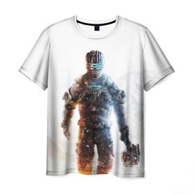 Мужская футболка 3D с принтом Isaac Clark в Новосибирске, 100% полиэфир | прямой крой, круглый вырез горловины, длина до линии бедер | dead | horror | isaac clark | space | игра | космос