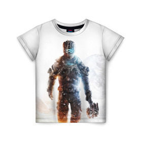 Детская футболка 3D с принтом Isaac Clark в Новосибирске, 100% гипоаллергенный полиэфир | прямой крой, круглый вырез горловины, длина до линии бедер, чуть спущенное плечо, ткань немного тянется | dead | horror | isaac clark | space | игра | космос