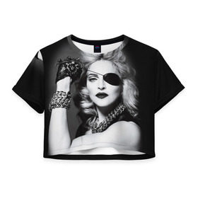 Женская футболка 3D укороченная с принтом Мадонна в Новосибирске, 100% полиэстер | круглая горловина, длина футболки до линии талии, рукава с отворотами | madonna louise ciccone | автор песен | актриса | американская певица | мадонна луиза чикконе | писательница | продюсер | танцовщица