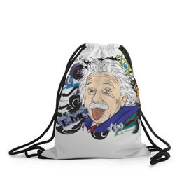 Рюкзак-мешок 3D с принтом Einstein в Новосибирске, 100% полиэстер | плотность ткани — 200 г/м2, размер — 35 х 45 см; лямки — толстые шнурки, застежка на шнуровке, без карманов и подкладки | einstein | emc2 | наука | теория | физика | эйнштейн