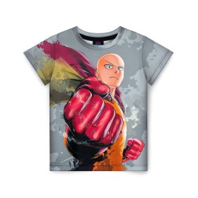 Детская футболка 3D с принтом One-punch man в Новосибирске, 100% гипоаллергенный полиэфир | прямой крой, круглый вырез горловины, длина до линии бедер, чуть спущенное плечо, ткань немного тянется | anime | one punch man one punch man | аниме | анимешка | ван пач ман | ван пач мен | ванпанчман | ванпанчмен | ванпачман | ванпачмен | генос | манга | саитама | сайтама