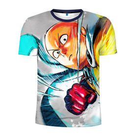 Мужская футболка 3D спортивная с принтом One punch man в Новосибирске, 100% полиэстер с улучшенными характеристиками | приталенный силуэт, круглая горловина, широкие плечи, сужается к линии бедра | anime | ван пач ман | ван пач мен | ванпанчман | ванпанчмен | ванпачман | ванпачмен | сайтама
