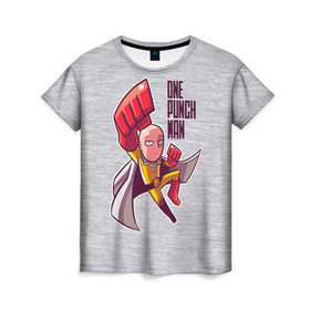 Женская футболка 3D с принтом One punch man в Новосибирске, 100% полиэфир ( синтетическое хлопкоподобное полотно) | прямой крой, круглый вырез горловины, длина до линии бедер | anime | ван пач ман | ван пач мен | ванпанчман | ванпанчмен | ванпачман | ванпачмен | сайтама