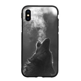 Чехол для iPhone XS Max матовый с принтом Воющий волк в Новосибирске, Силикон | Область печати: задняя сторона чехла, без боковых панелей | animal