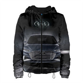 Женская куртка 3D с принтом Audi в Новосибирске, ткань верха — 100% полиэстер, подклад — флис | прямой крой, подол и капюшон оформлены резинкой с фиксаторами, два кармана без застежек по бокам, один большой потайной карман на груди. Карман на груди застегивается на липучку | audi | car | ауди | машина