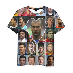 Мужская футболка 3D с принтом Зинедин Зидан - лучший в Новосибирске, 100% полиэфир | прямой крой, круглый вырез горловины, длина до линии бедер | Тематика изображения на принте: zinedine zidane | зинедин зидан | лучшие футболисты | любимые игроки | самые крутые | сердце | футбол | я люблю