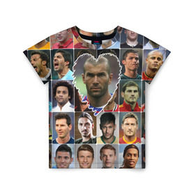 Детская футболка 3D с принтом Зинедин Зидан - лучший в Новосибирске, 100% гипоаллергенный полиэфир | прямой крой, круглый вырез горловины, длина до линии бедер, чуть спущенное плечо, ткань немного тянется | zinedine zidane | зинедин зидан | лучшие футболисты | любимые игроки | самые крутые | сердце | футбол | я люблю